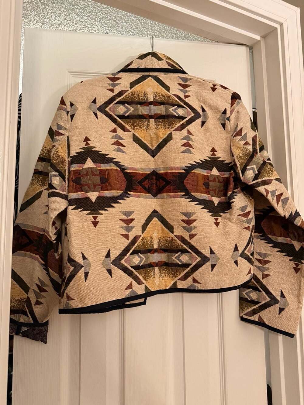 New Identity Southwestern Aztec Print Tapestry Button-Front Jacket - Picture 4 of 5